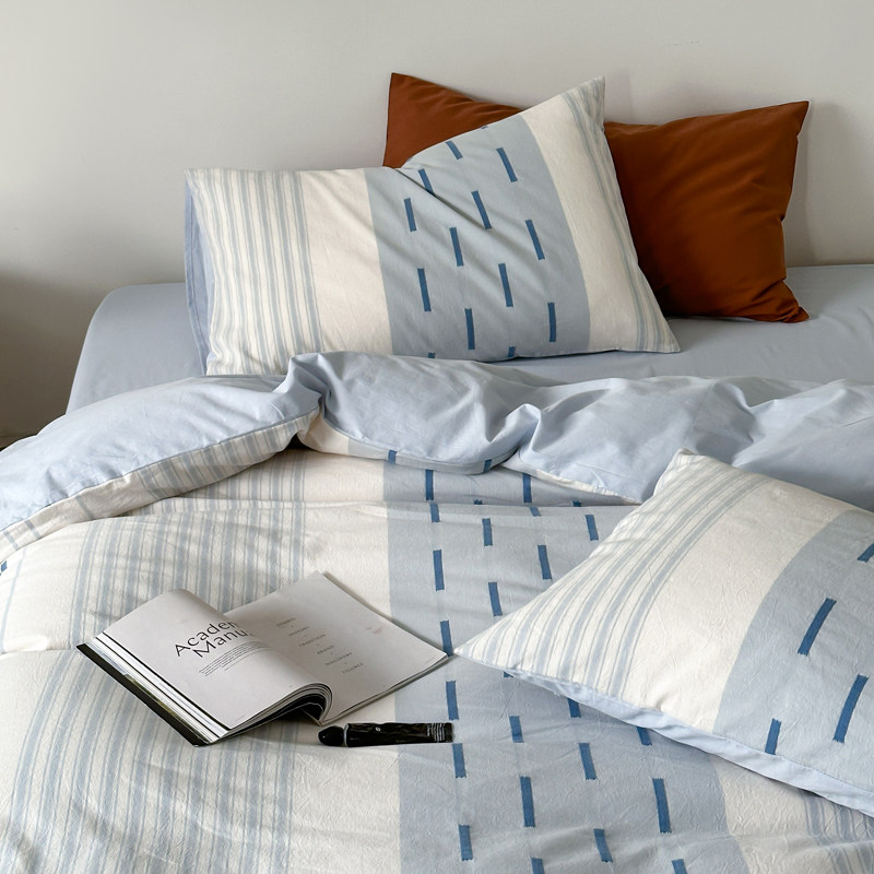 色织全棉提花四件套 100%棉透气清爽纯棉被套学生三件套床上用品,床上用品,床品套件/四件套/多件套,淘宝优惠券,粉丝福利购,淘宝优惠卷