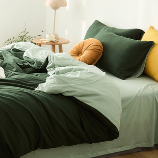 裸睡双拼纯色天竺棉被套单件 A类双人全棉被罩200x230单人1.5m床