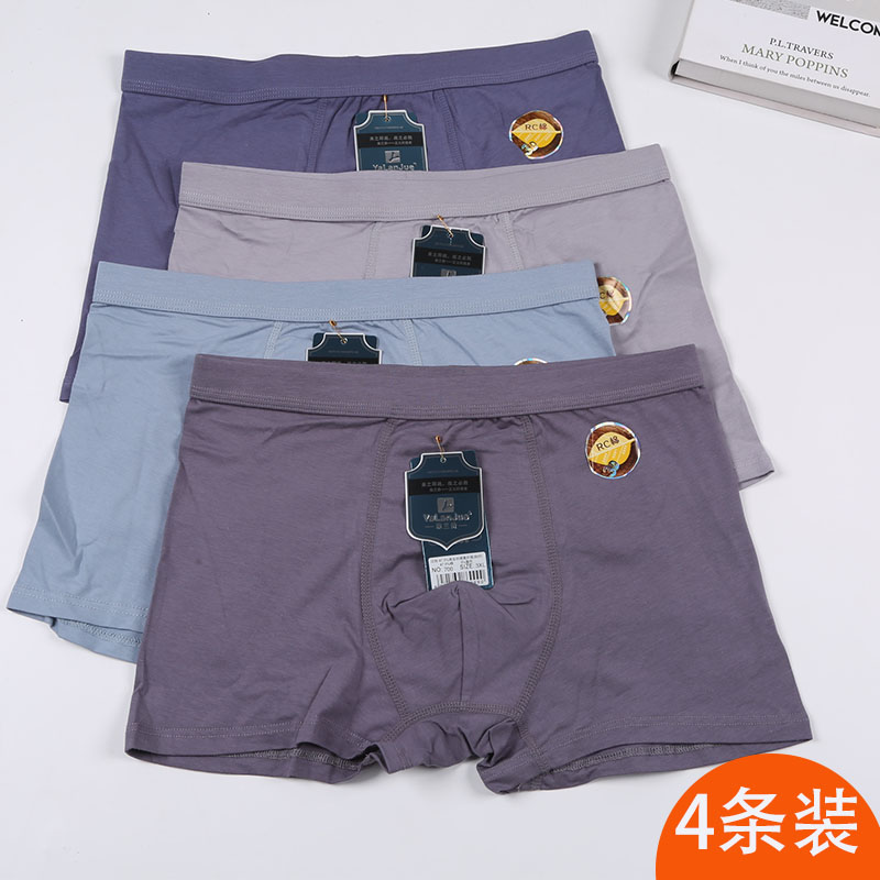 4条装男士大码棉内裤平角裤