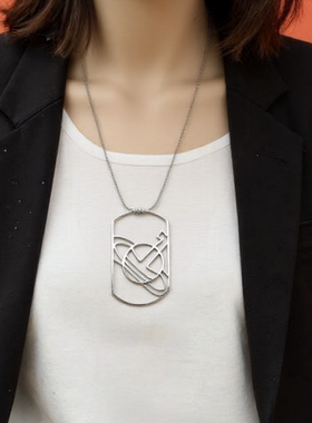 NANA西太高版本土星项链金属风方形小众个性长款毛衣链不撞款设计