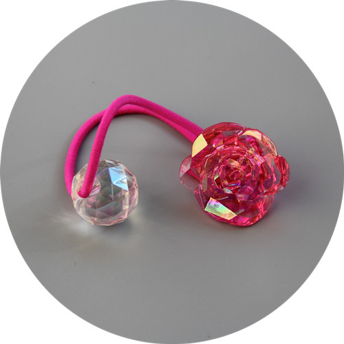 韩国优质水晶玫瑰花发圈大童亲子发绳女童学生扎马尾发饰儿童头饰