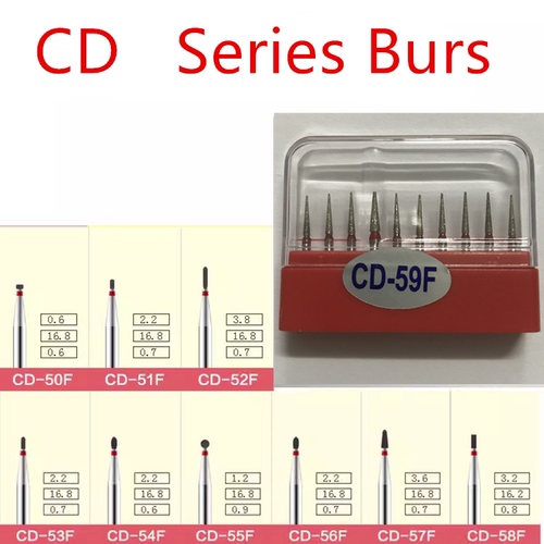 CD系列短柄儿童专用牙钻 金钢砂车针CD-50F 51F 52F 54F等10支1盒
