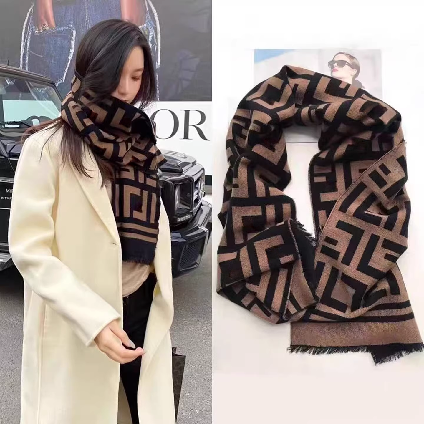 秋冬季100纯羊绒围巾大披肩