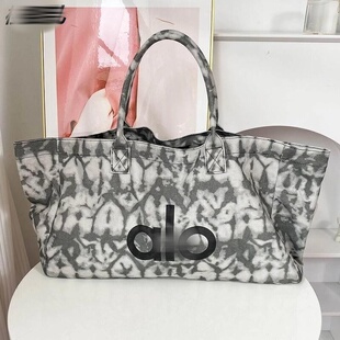 alo新款通勤字母托特包阿罗手提包女单肩帆布包时尚大容量购物袋