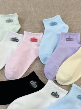ALO3双配色组日常穿搭袜阿洛多色纯棉船袜潮款运动短袜字母马卡龙