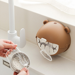 一次性厨房水槽过滤网收纳盒壁挂免打孔抽取式保鲜膜套收纳神器