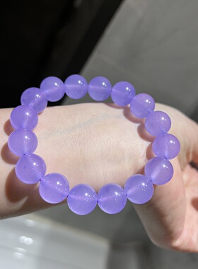 12mm紫罗兰翡翠色冰透水润石英岩手链手串 女款显白温柔风饰品
