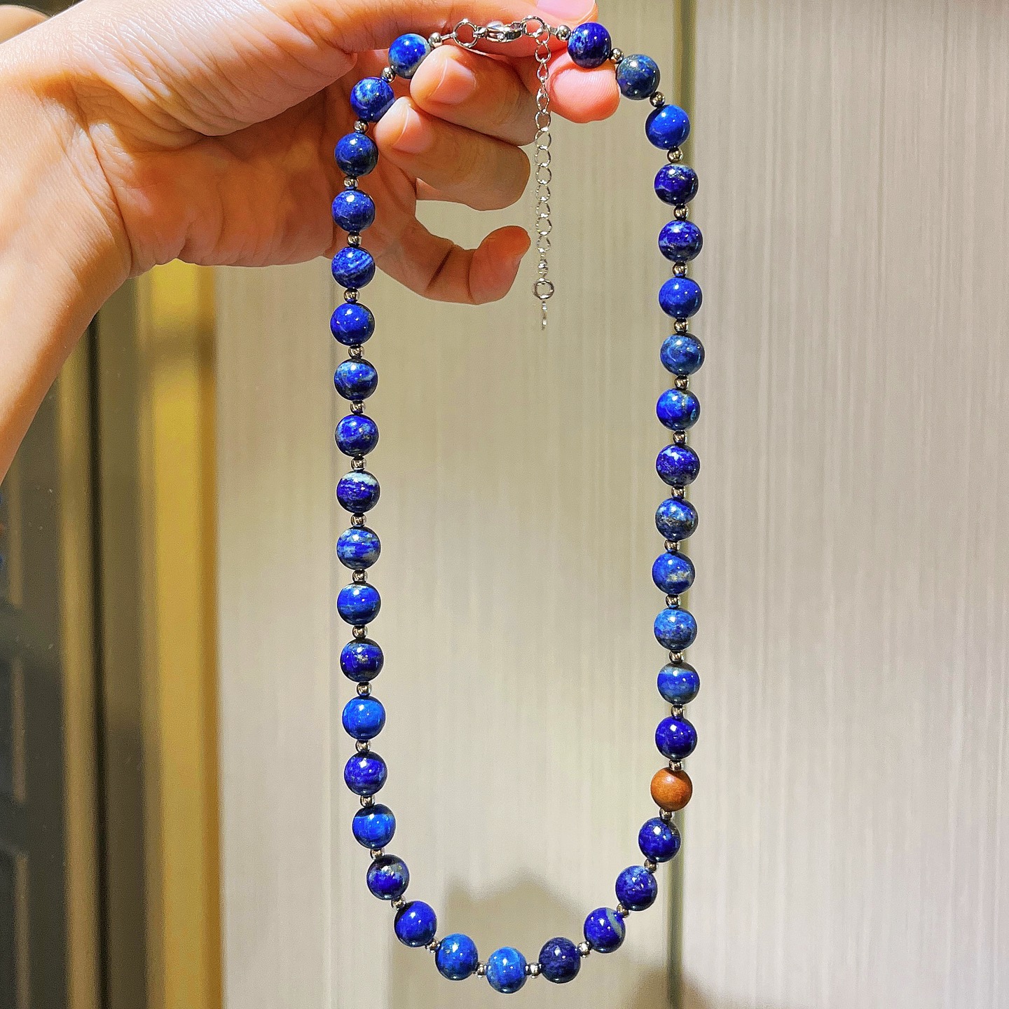 8mm高品质天然青金石项链fever同款蓝色串珠满天星锁骨链