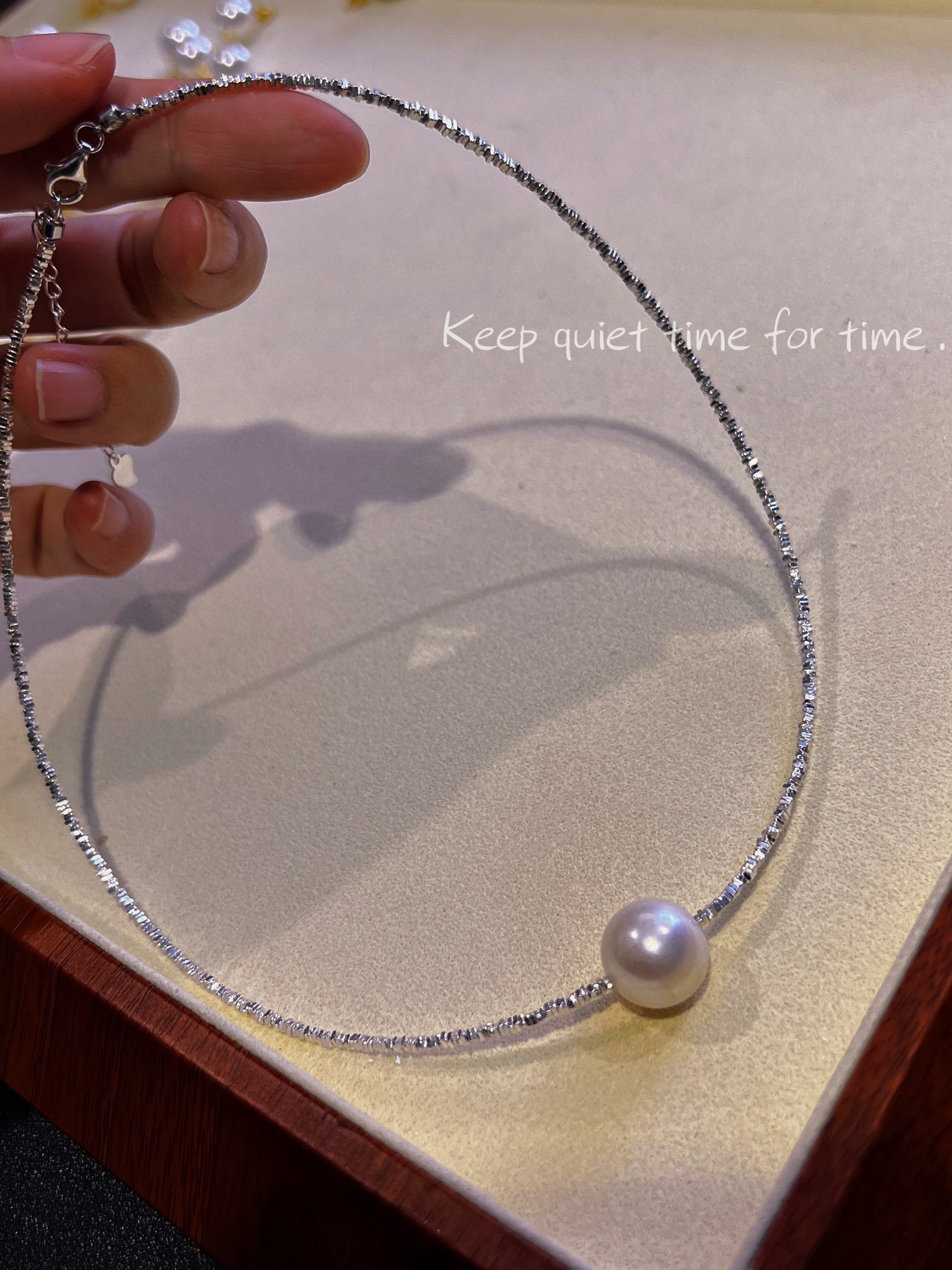 12-13mm天然珍珠项链女锁骨链925银碎银子颈链轻奢小众碎银几两