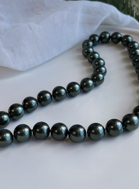 黑高级大溪地色天然深海贝珠珍珠项链高品质 12mm10mm