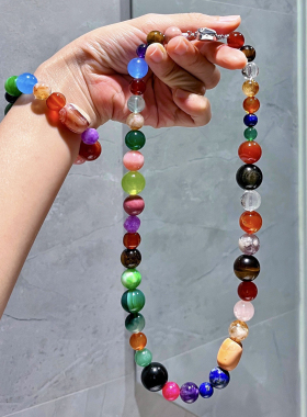 天然多宝水晶项链手链女款多巴胺色系手串新中式轻奢设计感饰品