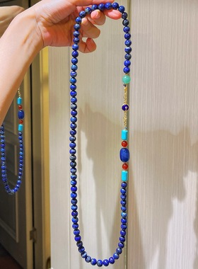 天然青金石项链女款2025新款爆款轻奢小众设计感锁骨链颈链配饰