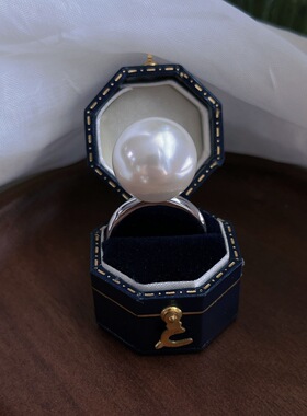 温柔风16mm大珍珠戒指女 轻奢百搭气质小众设计食指戒指环爆款