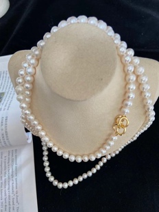 7-8mm天然淡水珍珠毛衣链长款珍珠项链两圈一款多带百搭90厘米