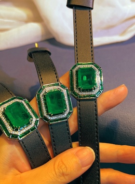 合成祖母绿手表款手链女轻奢小众女士腕表款式手环欧美时尚大方