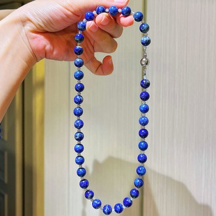 天然帝王青圆珠青金石混搭灰月光石串珠锁骨链轻奢气质百搭颈链