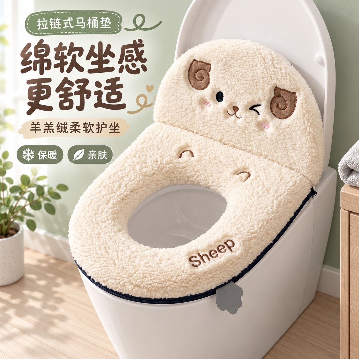 带靠背毛绒马桶垫加绒保暖