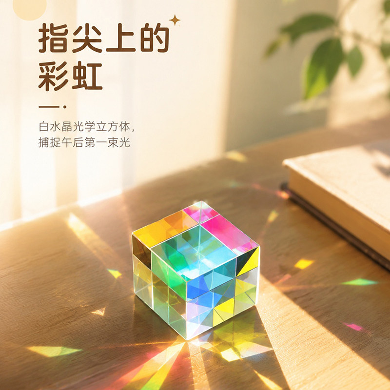 合色棱镜太阳捕手光之立方体棱光镜玻璃摆件阳光捕手解压创意礼物 - 实物图