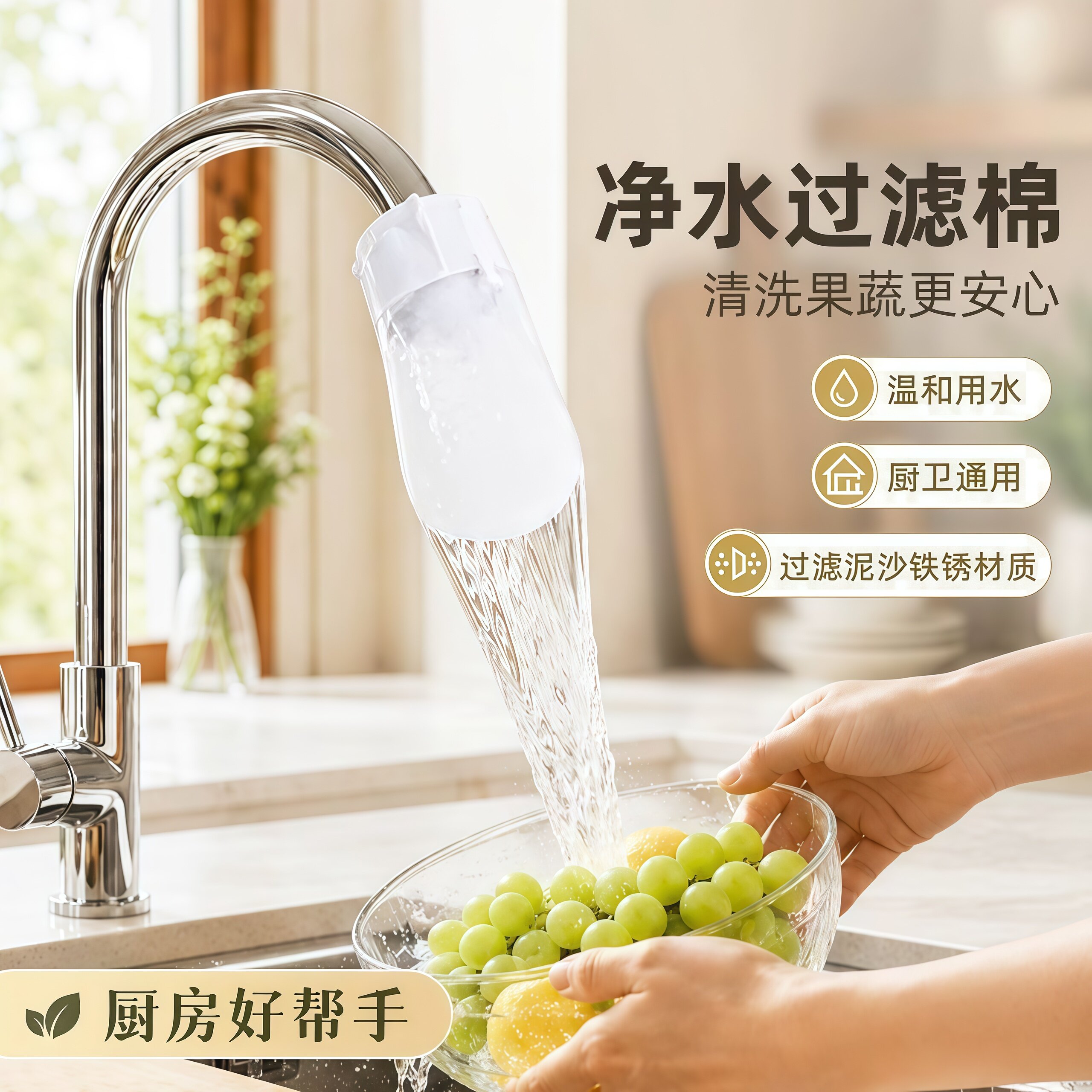 水龙头过滤器棉袋厨房专用防溅过滤自来水井水山泉水泥沙铁锈通用