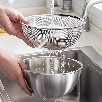 不锈钢盆子沥水篮洗菜盆洗米筛淘米神器食品级滤水篮过滤漏网筐筛