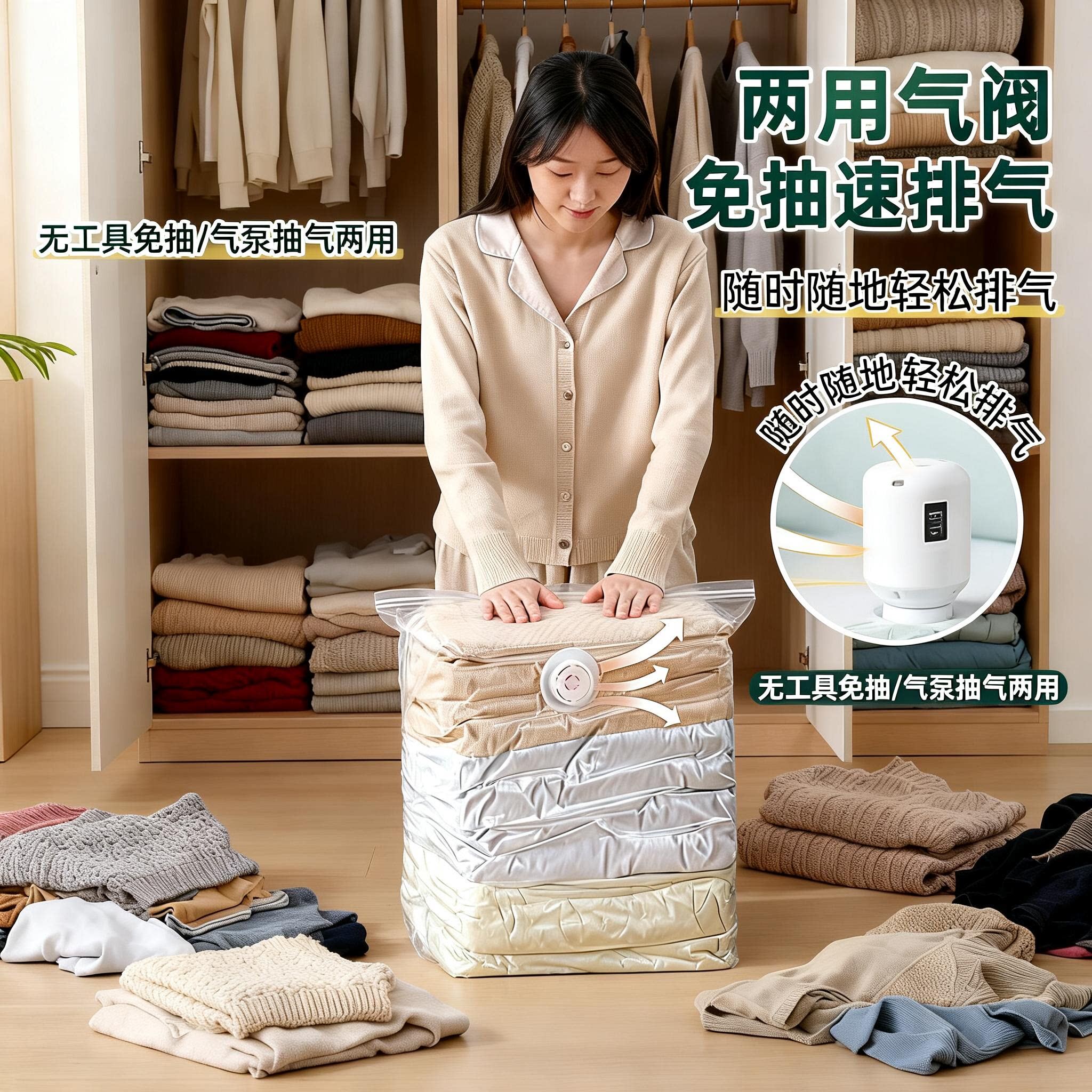 免抽气真空压缩袋防潮防霉旅行