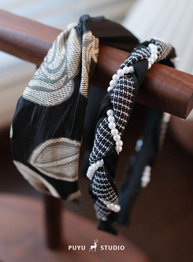 朴遇 日常气质简约黑色系发箍洗脸头箍海绵发箍发饰头饰