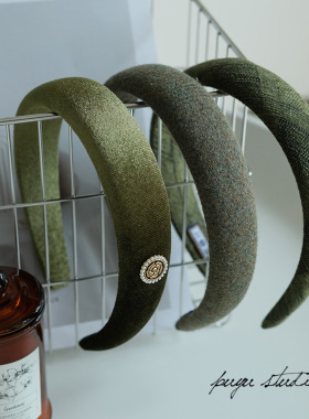 《迷雾森林》原创手工小众墨绿色海绵发箍高颅顶发卡洗脸头箍发饰