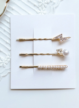 朴遇 韩国ins气质时尚闪电兔子花朵一字夹套装刘海夹边夹发夹发饰