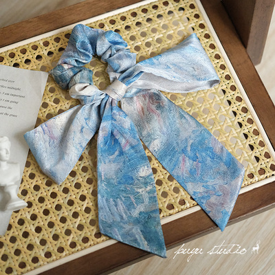 朴遇原创手工暗纹缎法式发绳