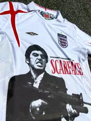 Scarface England Jersey Remake Portrait Print T-Shirt Al Pacino Football Uniform Sports Trend