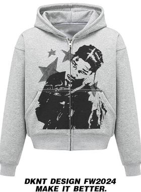 ASAP Rocky 卫衣 水洗 连帽卫衣 重磅 美式 宽松 复古 星星图 Y2K