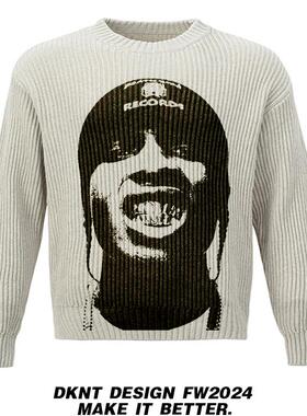 Rocky KANYE 侃爷人像印花 毛衣 DRAKE 针织 复古 美式 重磅秋冬