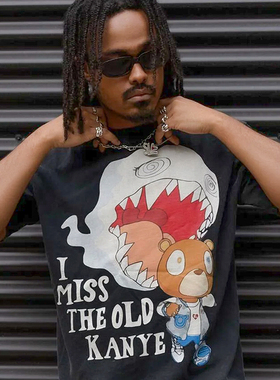 辍学熊 KANYE GRADUATION 短袖T恤 纯棉 侃爷 美式 圆领 宽松街头