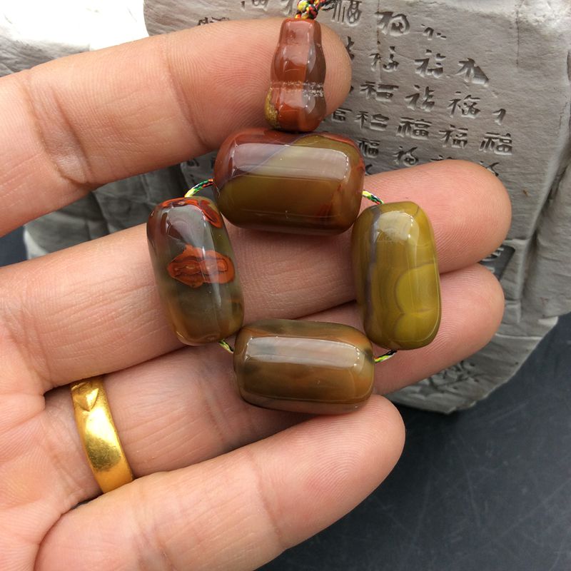 天然上古战国红玛瑙三通佛头套装金刚星月菩提项链挂件配饰套餐