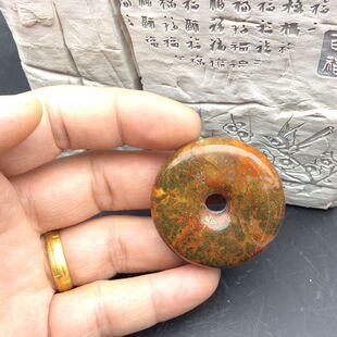 精美天然宣化战国红玛瑙个性平安扣面包扣毛衣链吊坠包邮