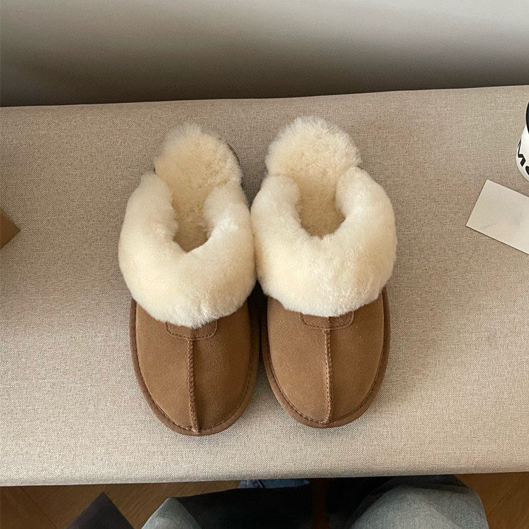 桑坡羊皮毛一体真皮毛毛包头半拖鞋男女秋冬保暖居家外穿EASΕUGG