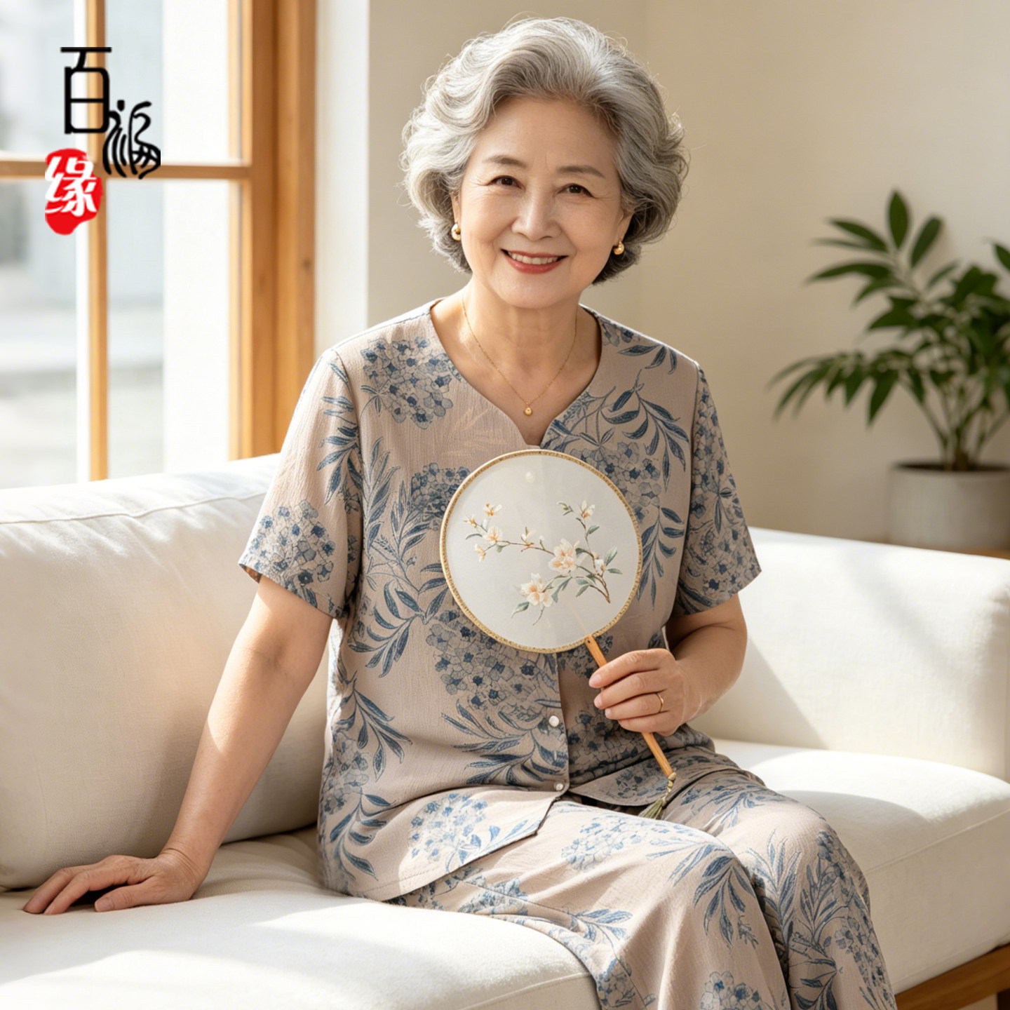 中老年女装妈妈夏装短袖两件套装