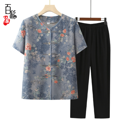 老年人夏装女衬衫奶奶装短袖上衣