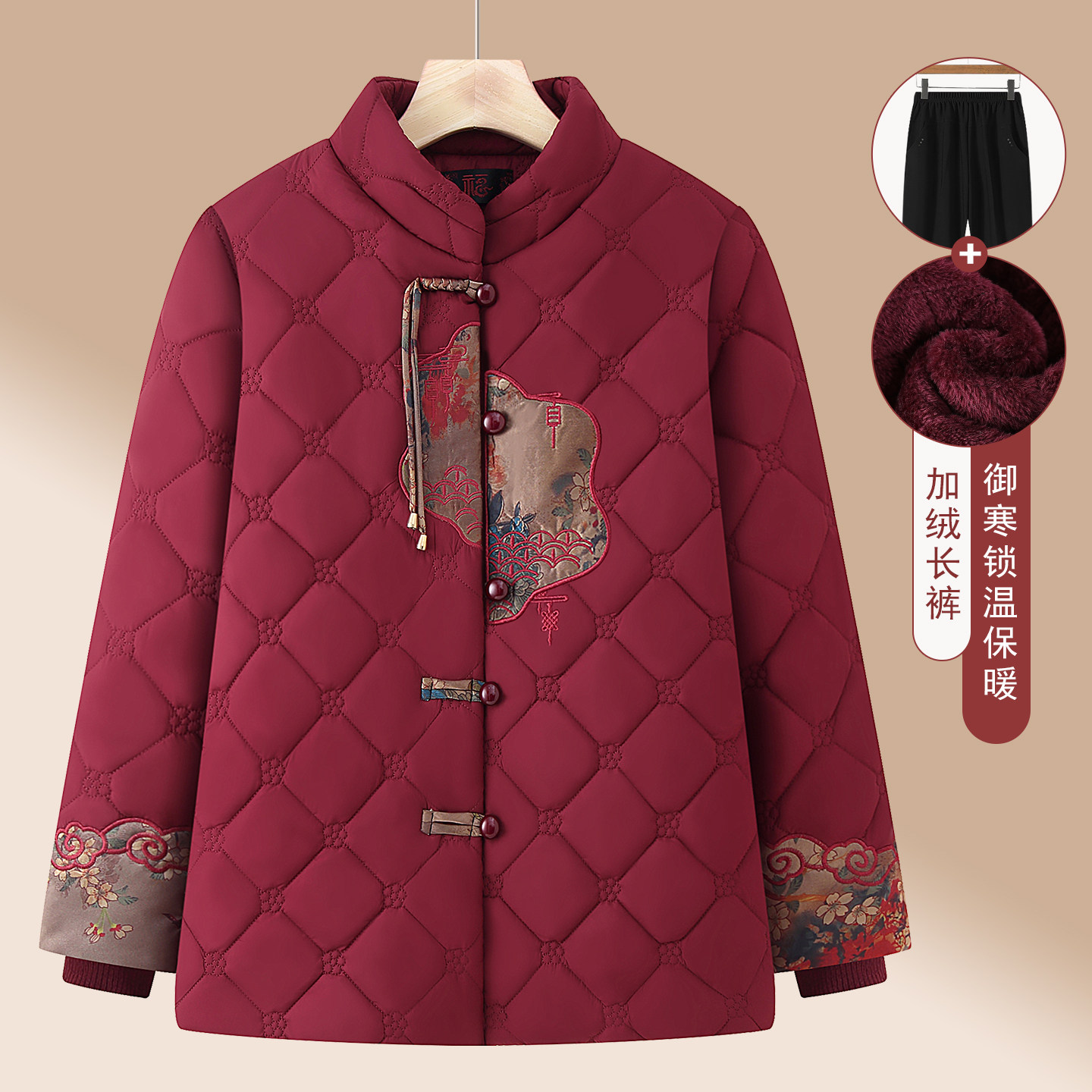 奶奶冬装棉服中式唐装老年人女款