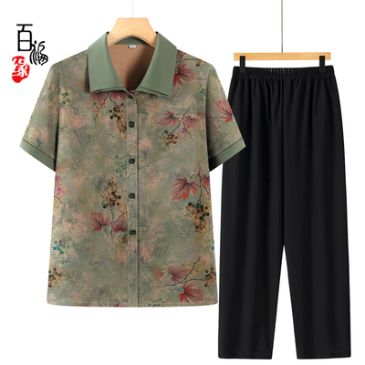 奶奶装夏季新款短袖衬衫端庄大气