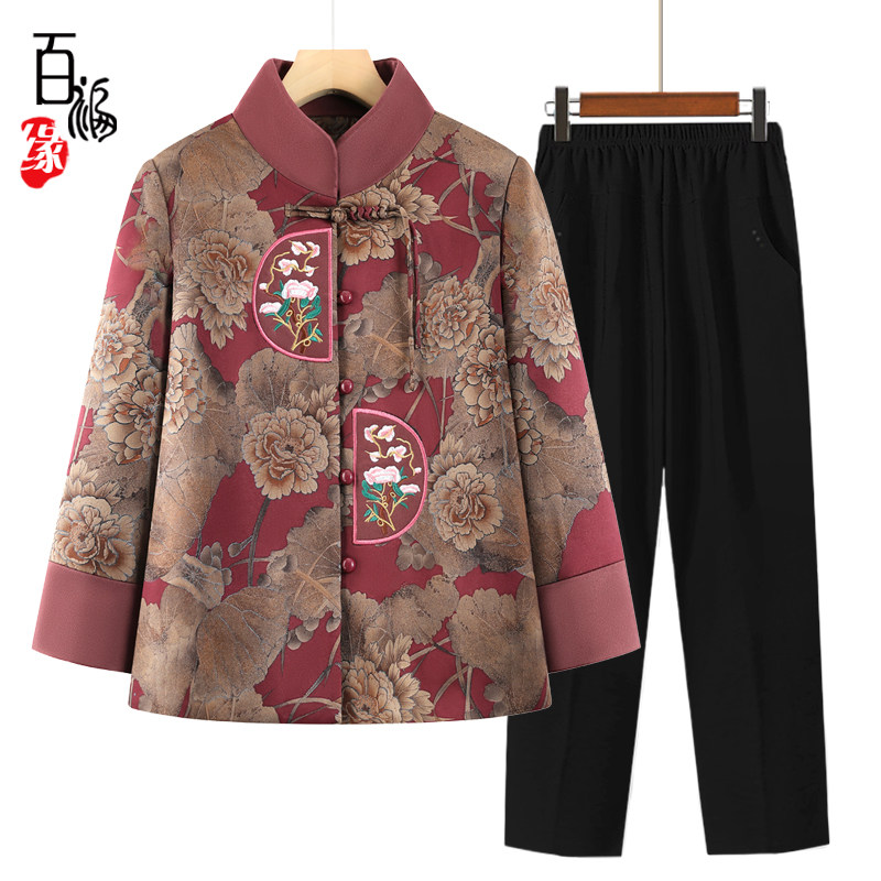 奶奶春装绣花上衣60-70-80岁外套