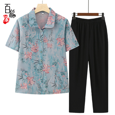 奶奶装夏季短袖衬衫中老年人衬衣