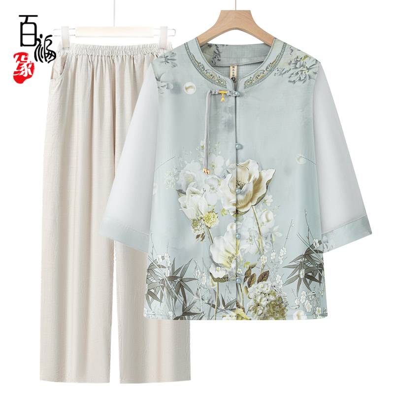 新中式奶奶夏季衣服新款国风衬衫