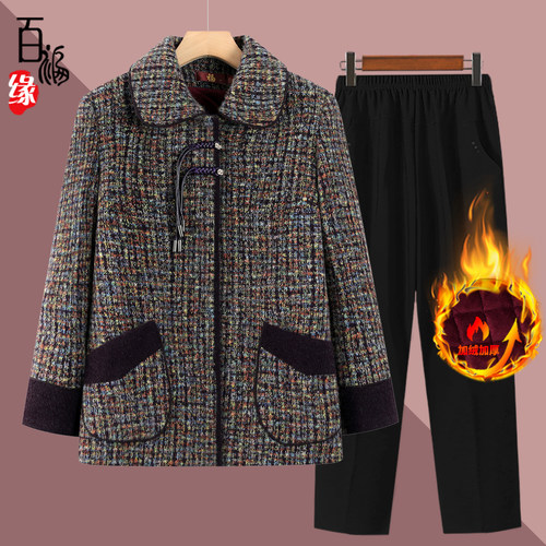 新中式奶奶装秋冬季加绒加厚外套