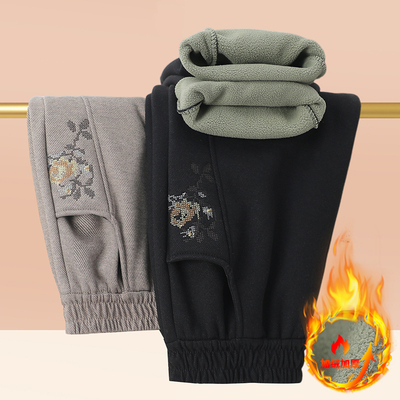 中老年人女加绒裤奶奶加厚秋冬裤