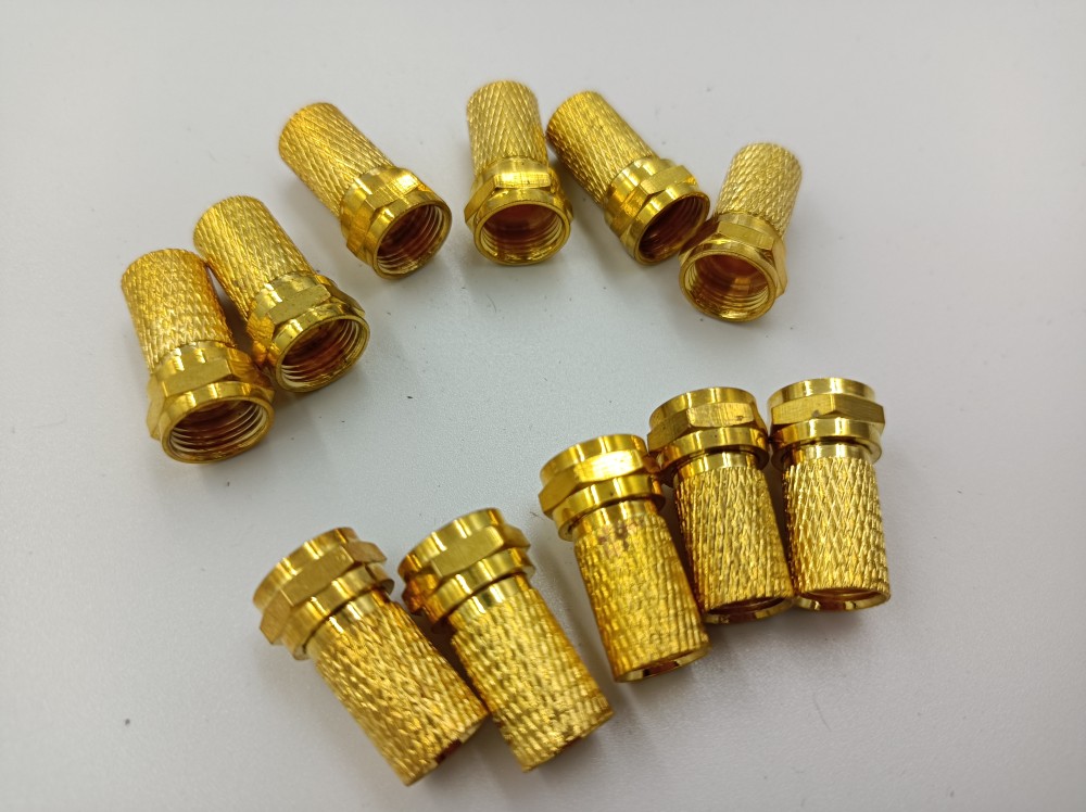 镀金 RG6 F头, 适用于7mm左右线用