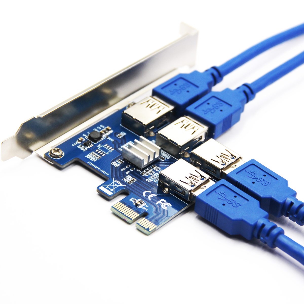 PCI-E一拖四口转换器 USB3.0显卡扩展卡 1转4转接卡