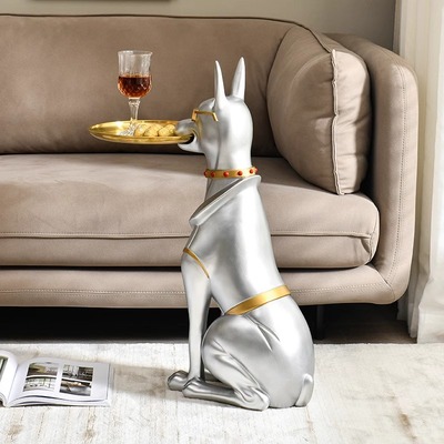 杜宾犬托盘狗摆件客厅电视柜