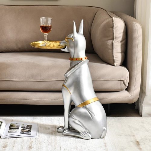 杜宾犬托盘狗摆件客厅电视柜