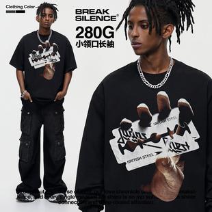 Judas Priest犹大圣徒摇滚乐队重磅水洗做旧复古印花短袖t恤纯棉